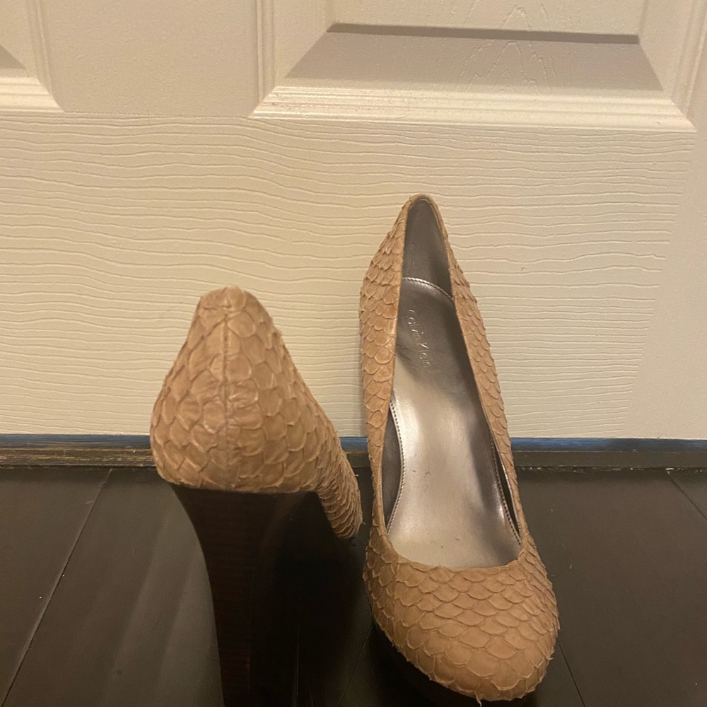Nude Calvin Klein Snake Skin Heel